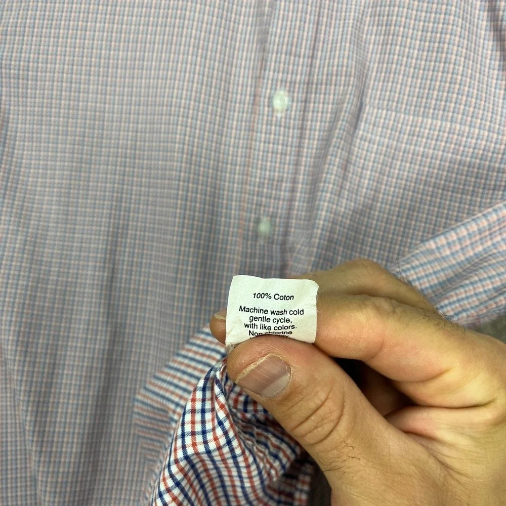J Crew Shirt Mens Large Button Down Long Sleeve Red Blue Plaid Gingham‎